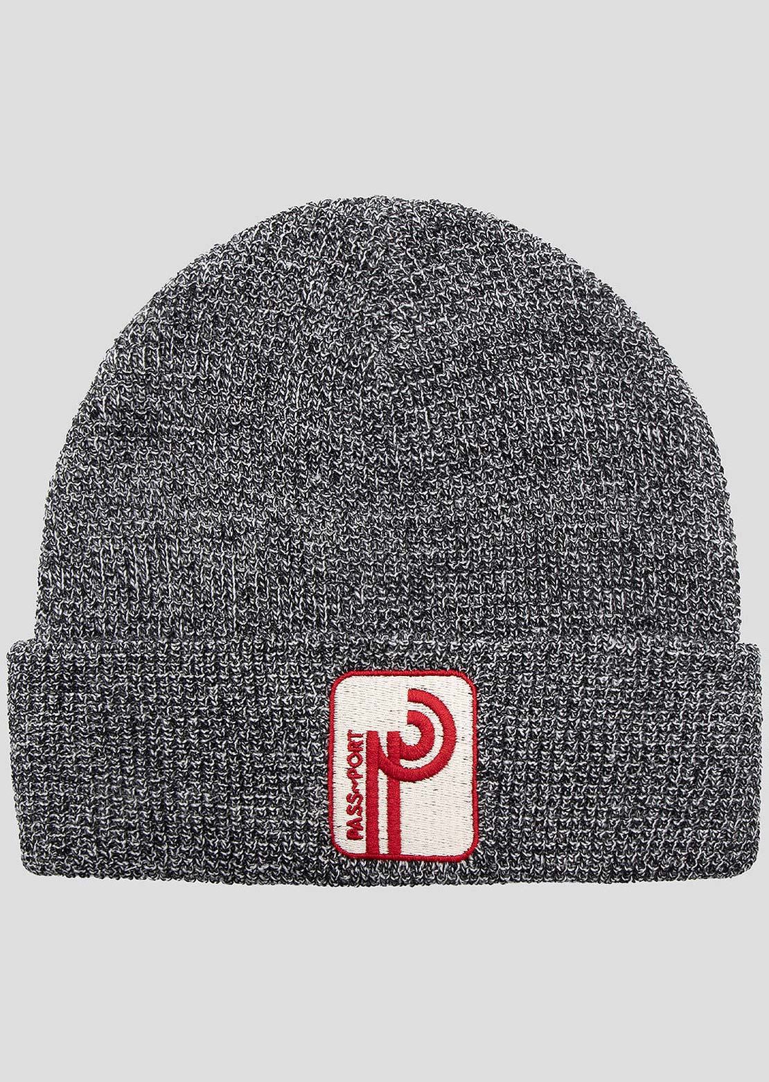 Pass-Port Long Con Waffle Knit Beanie Grey Speckle