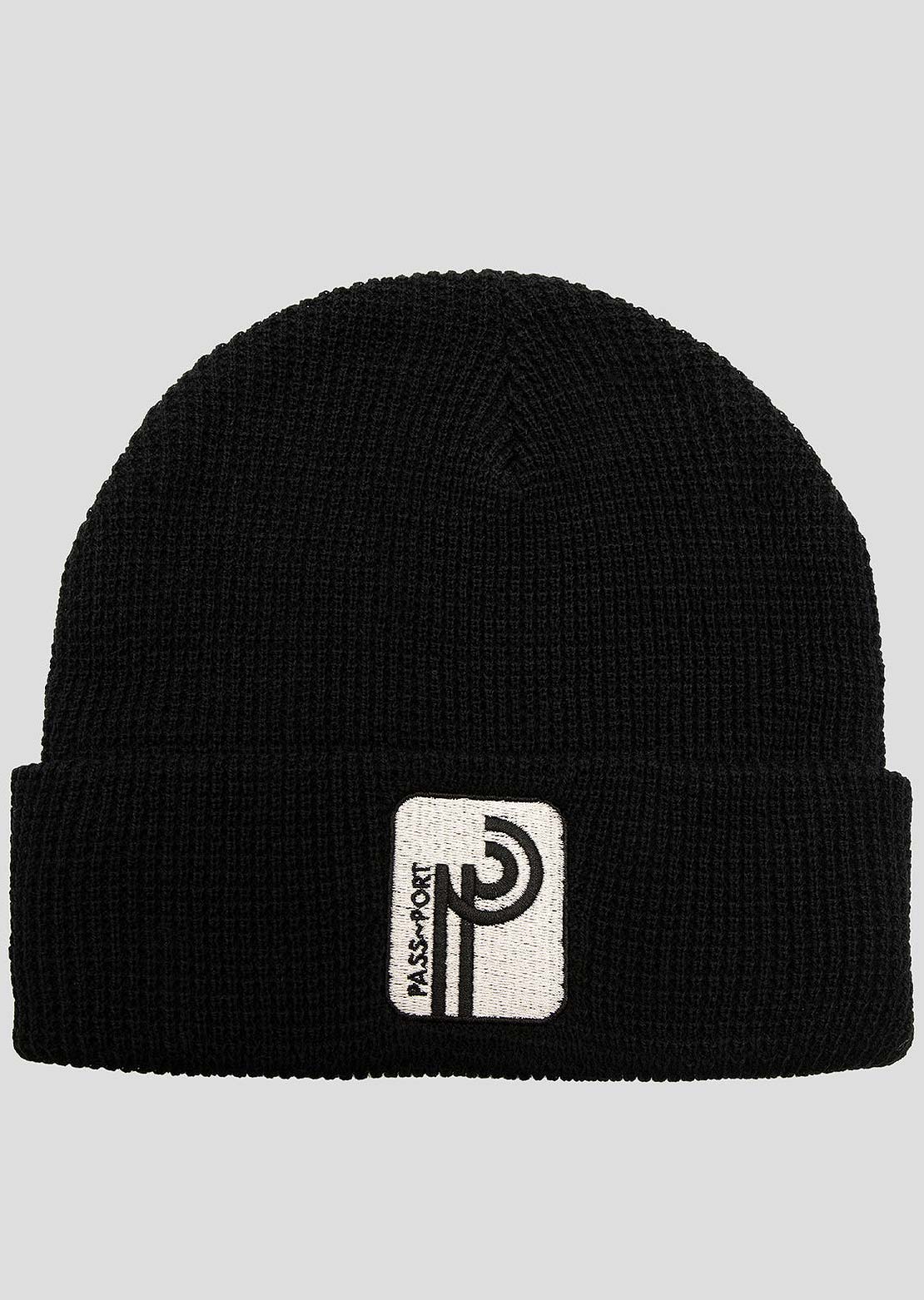 Pass-Port Long Con Waffle Knit Beanie Black