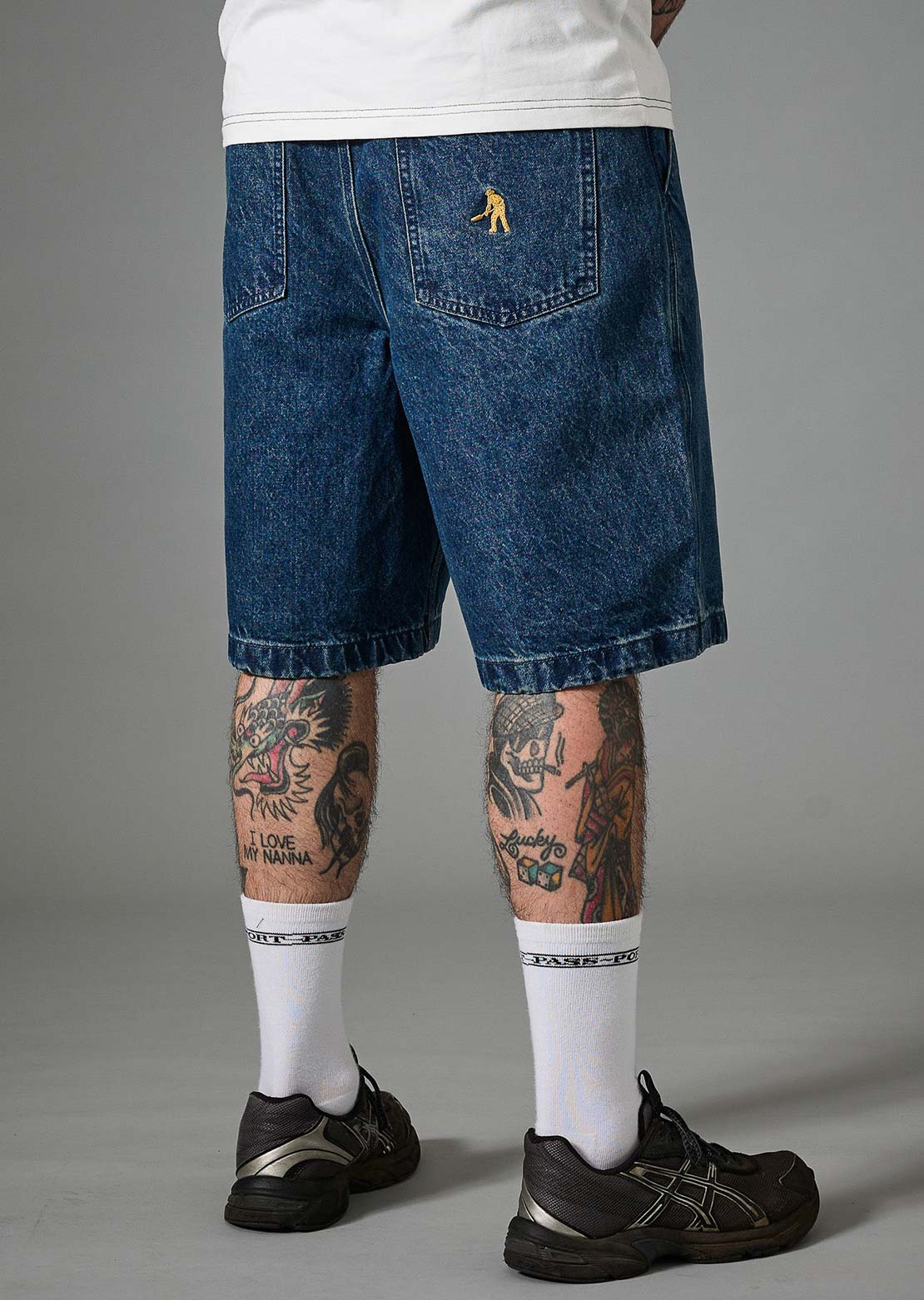 Pass-Port Men's Recycled Denim Workers Club Classic Jean Shorts Washed Dark Indigo