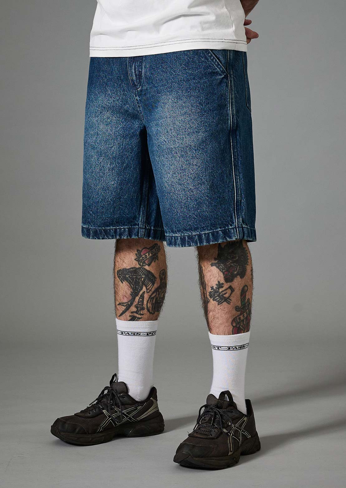 Pass-Port Men's Recycled Denim Workers Club Classic Jean Shorts Washed Dark Indigo
