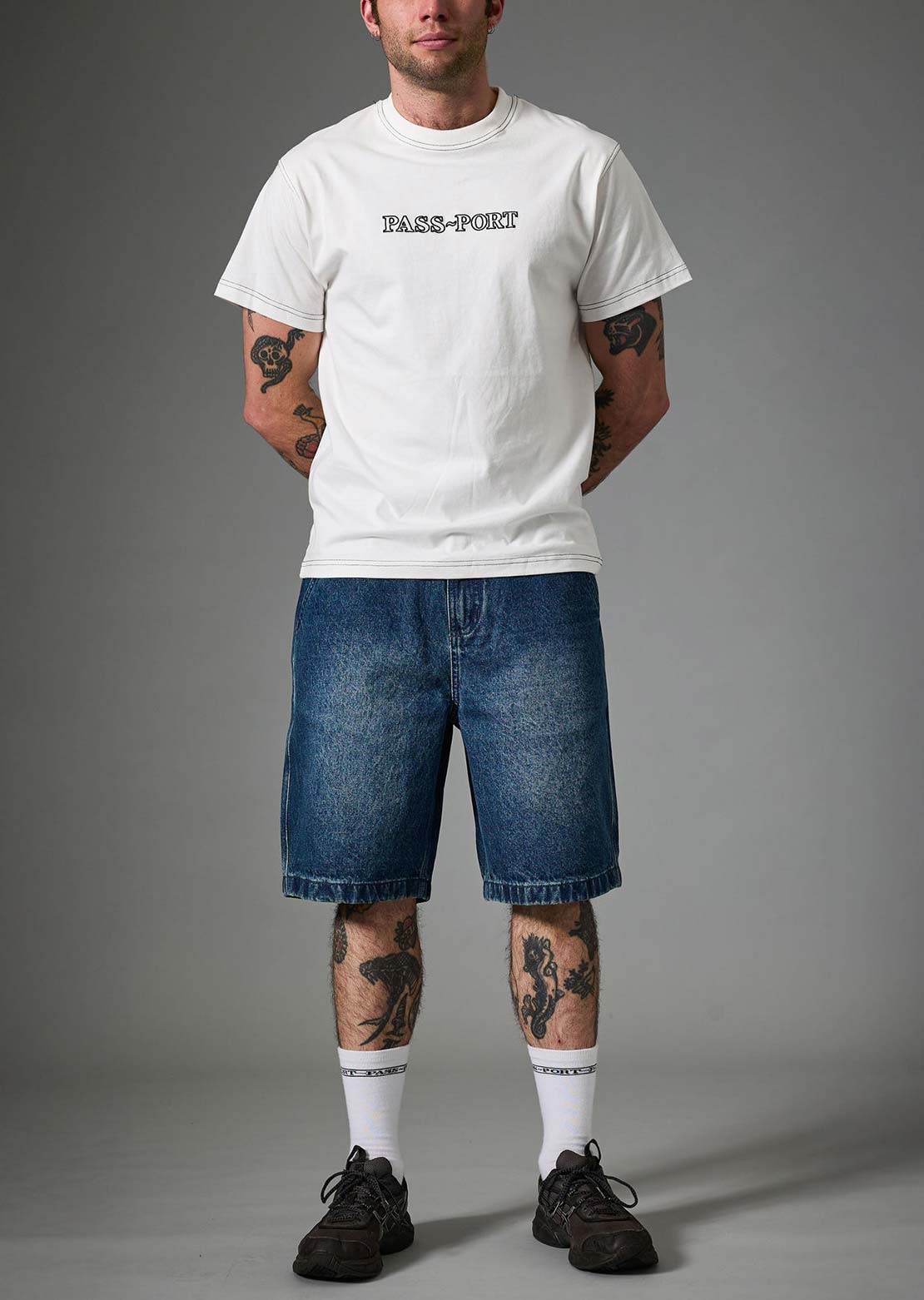 Pass-Port Men's Recycled Denim Workers Club Classic Jean Shorts Washed Dark Indigo