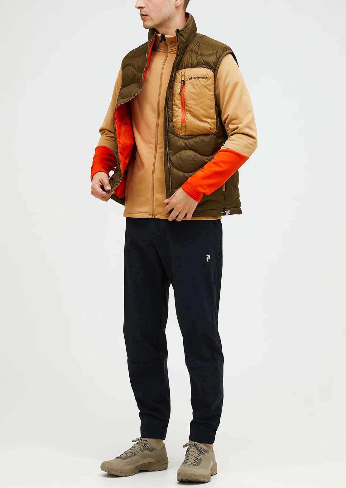 Peak Performance Men's Helium Utility Down Vest Meadow Moss/Shard Sierra Sand