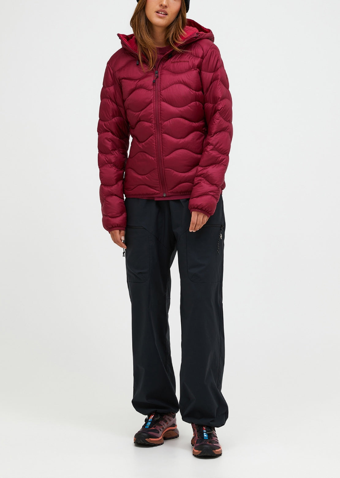 Peak Performance Women's Helium Down Hood Jacket Vertical Zenith/Tech Burgundy