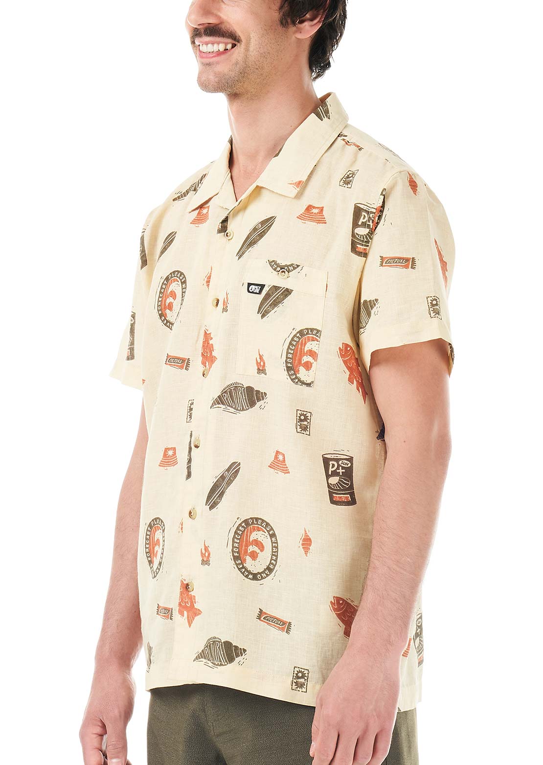 Picture Men's Mokara Button Up Shirt Ocean Rider Print