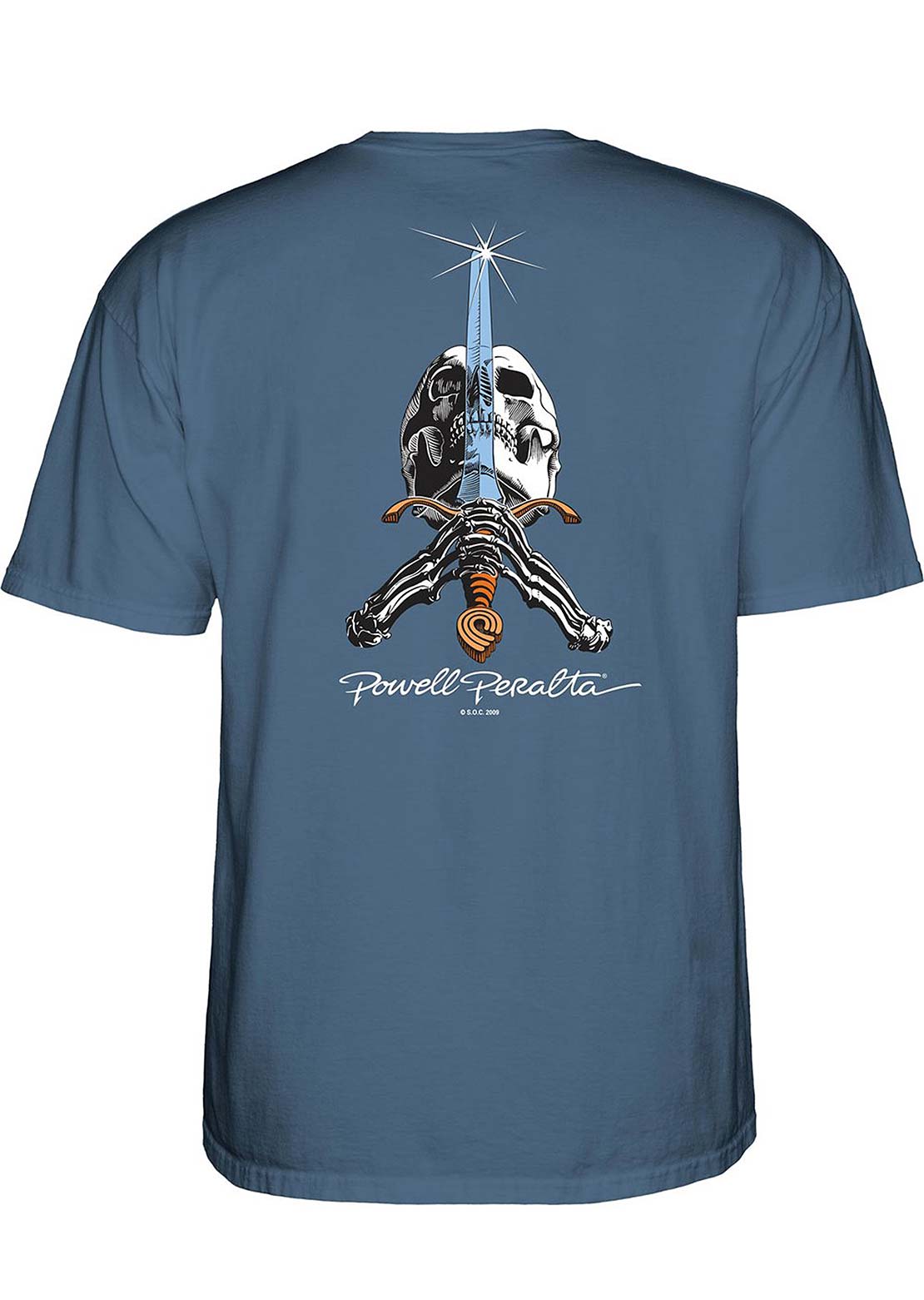 Powell-Peralta Unisex Skull & Sword T-Shirt Indigo Blue