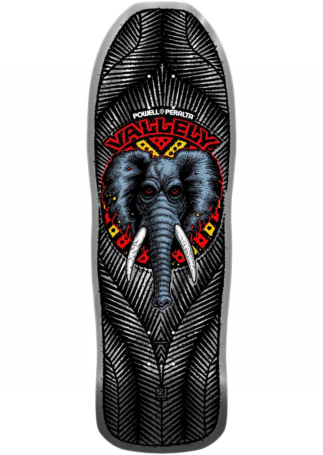 Powell Peralta Vallely Elephant Skateboard Deck Silver