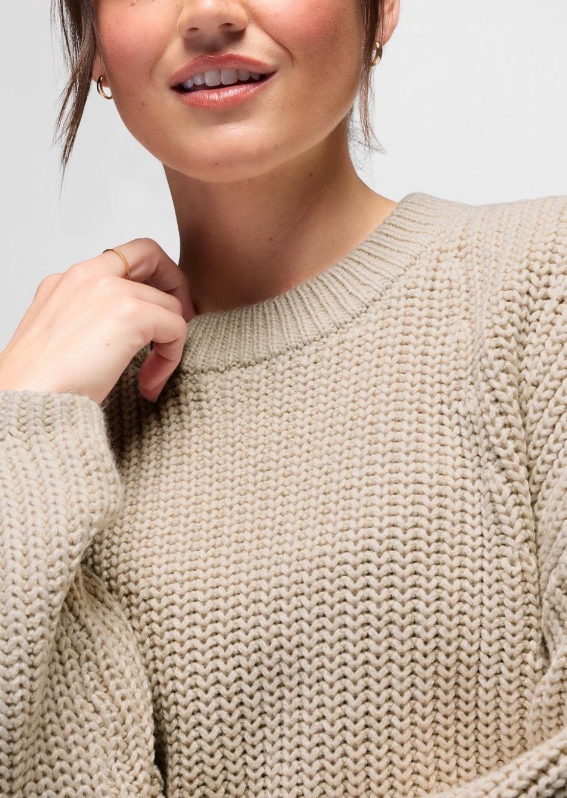 prAna Women's Sunday River Crewneck Sweater Beach Pebble
