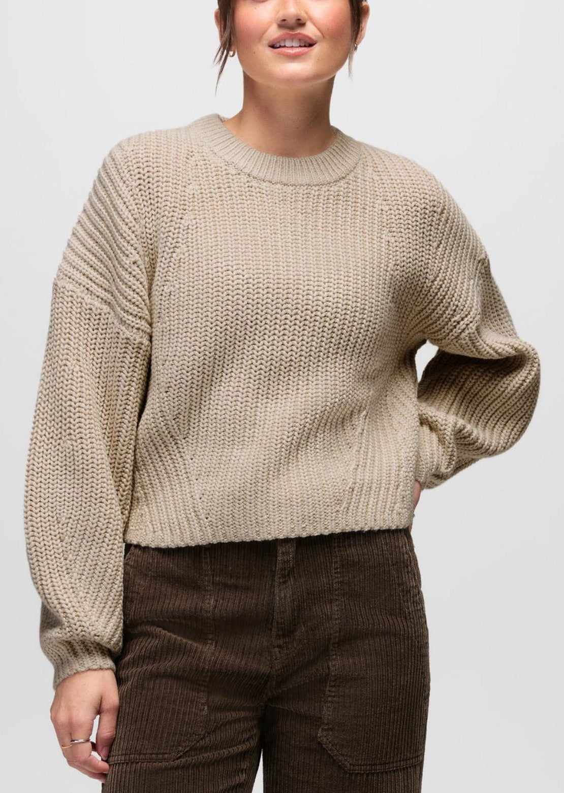 prAna Women's Sunday River Crewneck Sweater Beach Pebble