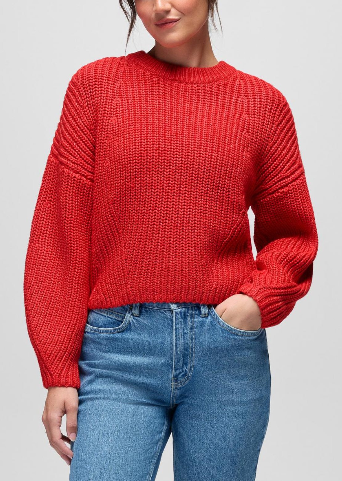prAna Women's Sunday River Crewneck Sweater Pikes Red