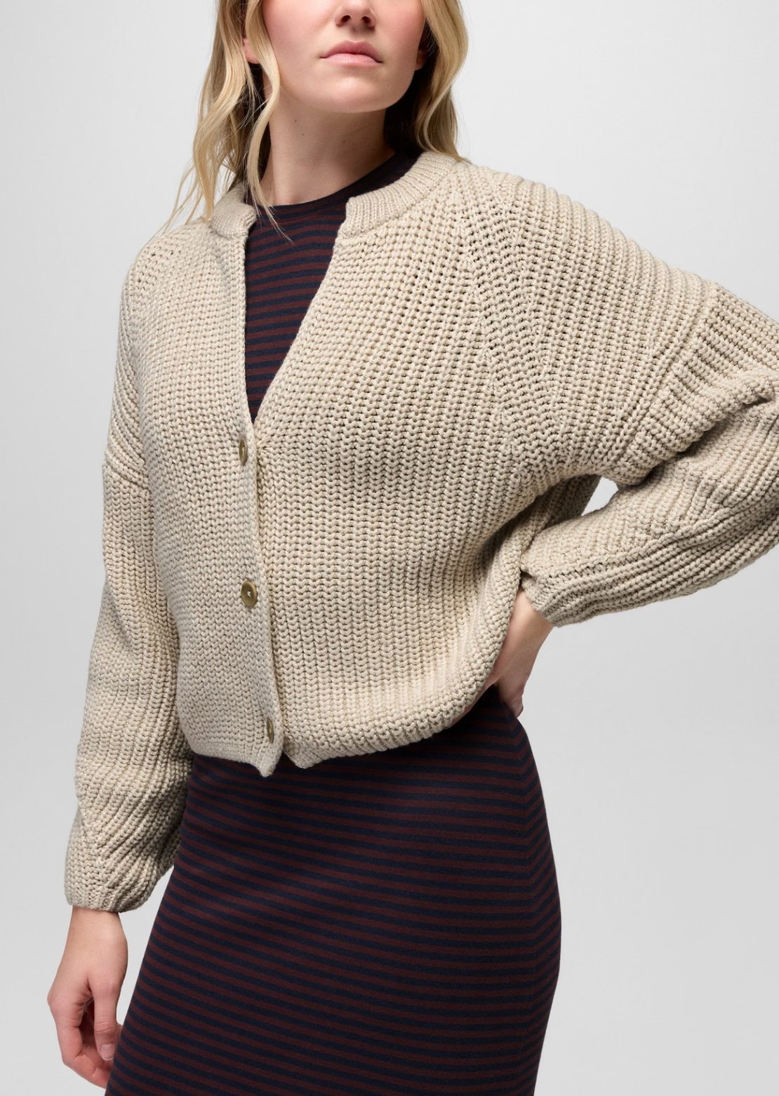 prAna Women's Sunday River Short Cardigan Beach Pebble