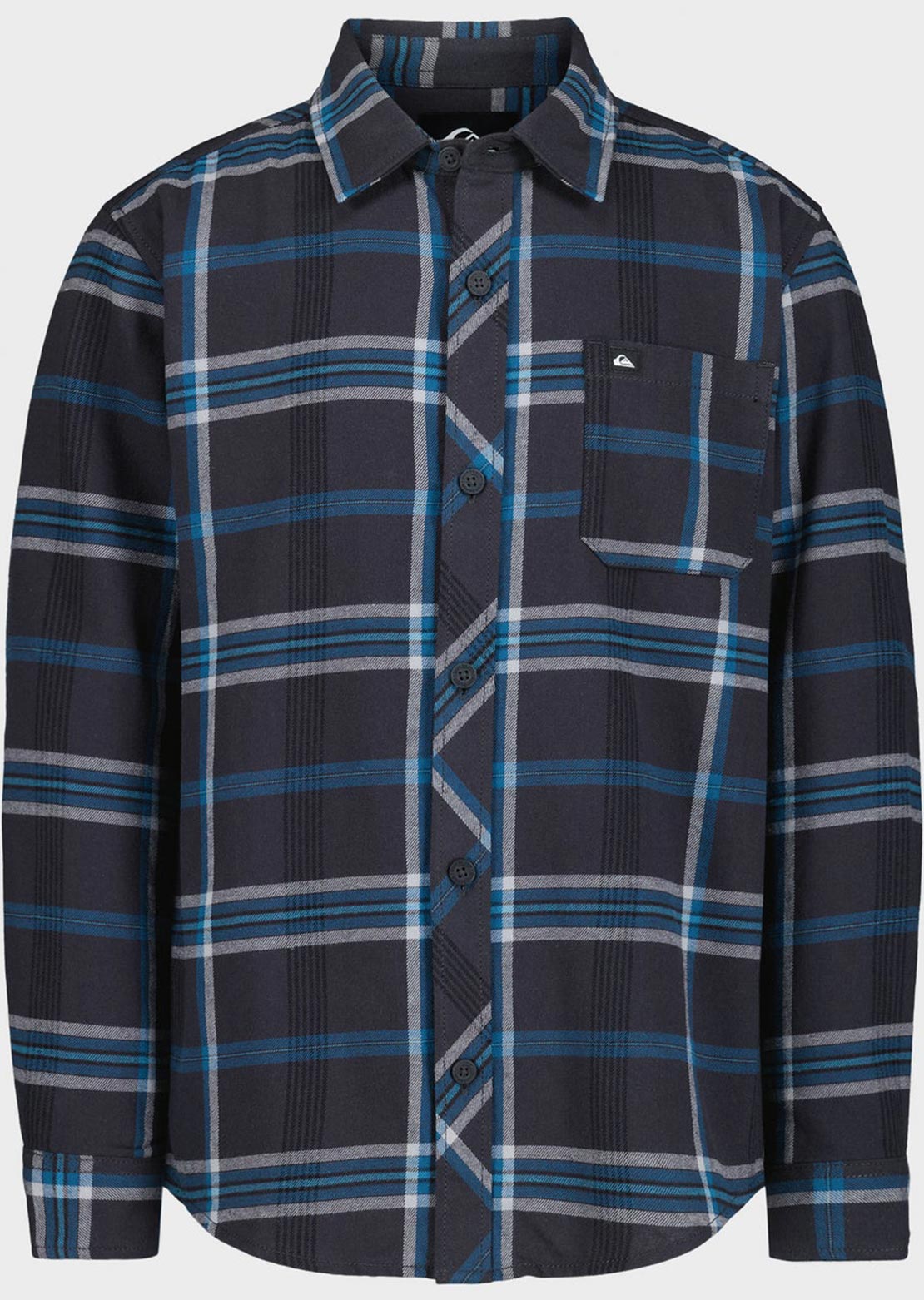 Quiksilver Junior Brooks Plaid Flannel Button Up Shirt Tarmac
