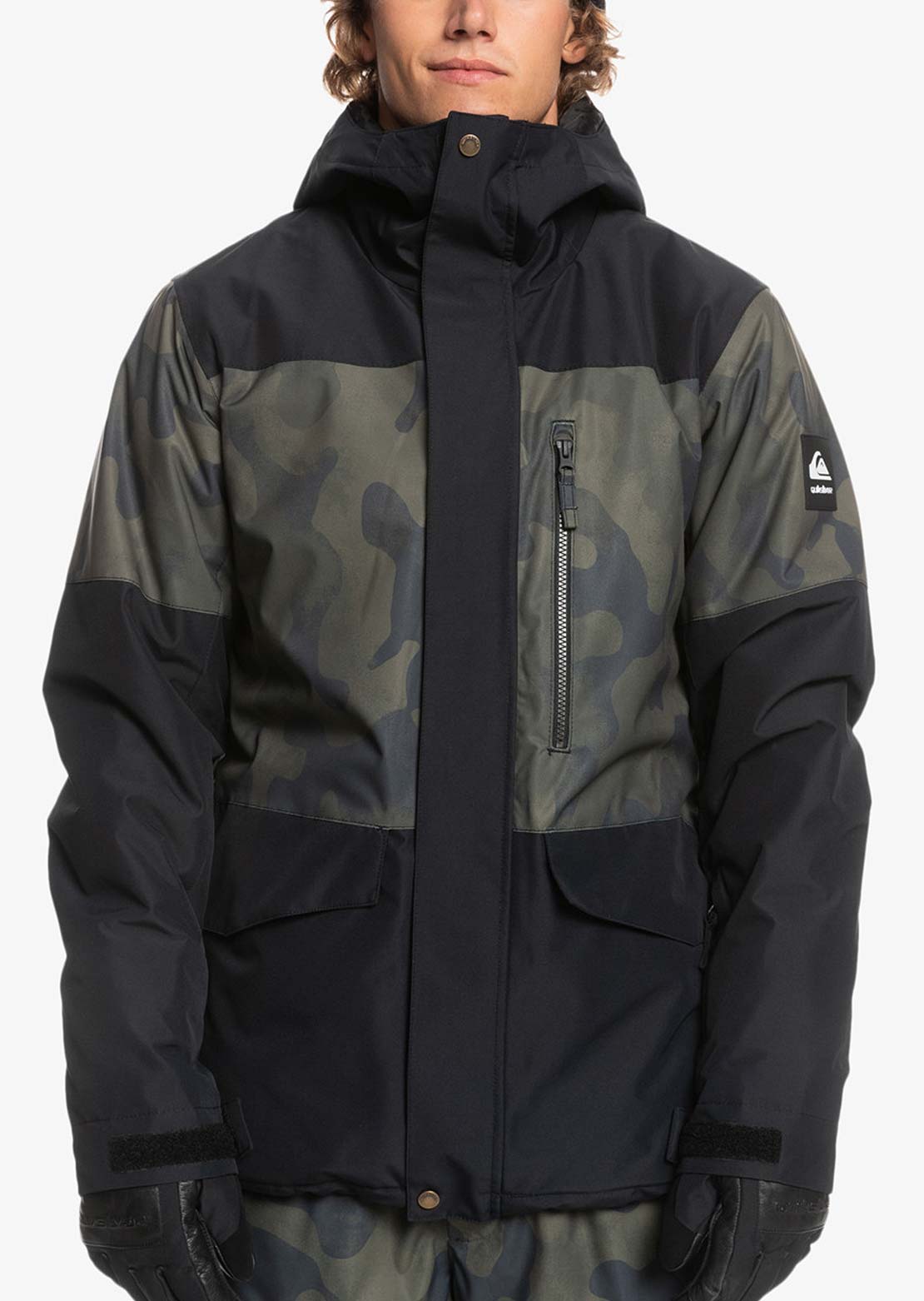 Quiksilver Men&#39;s Mission Printed Block Snow Jacket Fade Out Camo