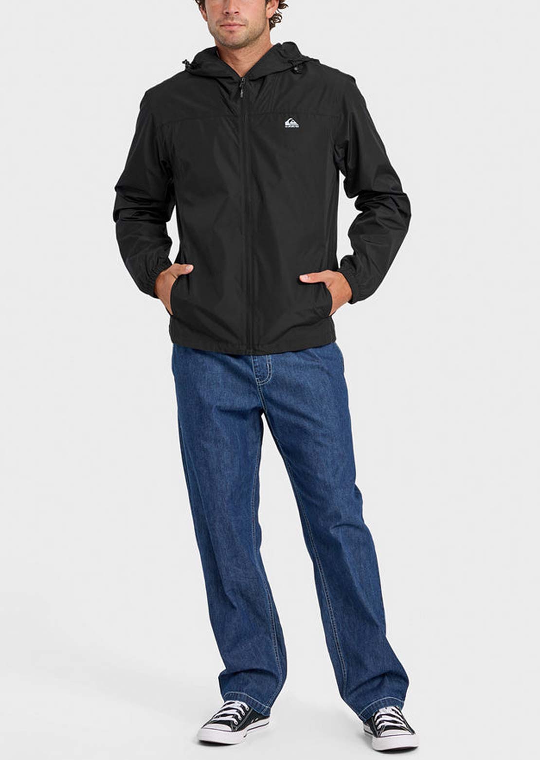 Quiksilver Men's Overcast Windbreaker Long Sleeve Jacket Black