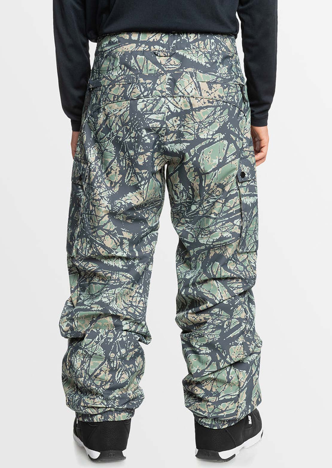 Quiksilver Men's Snow Down Cargo Pants Woodland Abstract Sea Spray