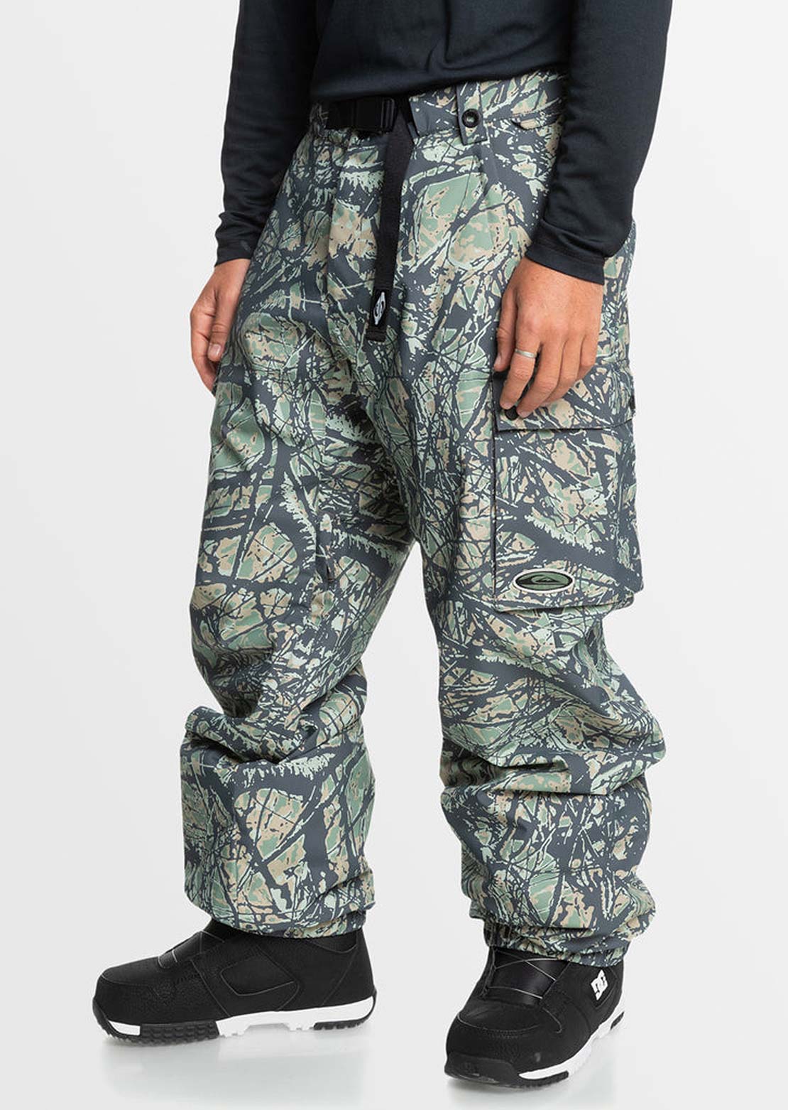 Quiksilver Men's Snow Down Cargo Pants Woodland Abstract Sea Spray