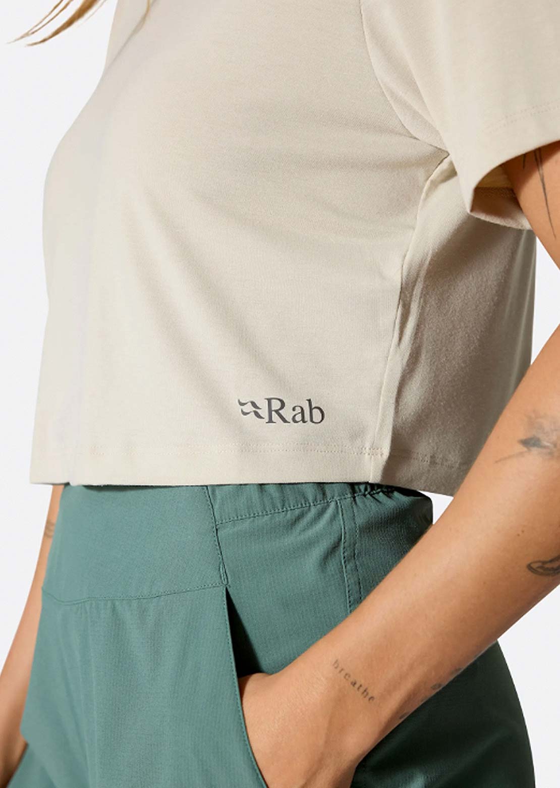 Rab Women's Rivelin Crop T-Shirt Pebble