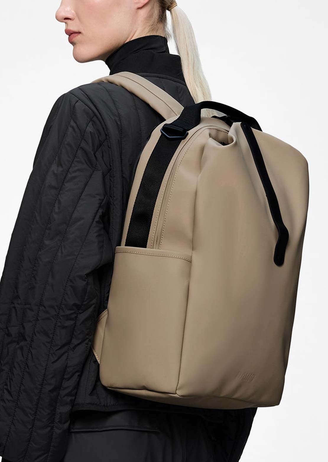 RAINS Unisex Clip Front W3 Backpack Beige