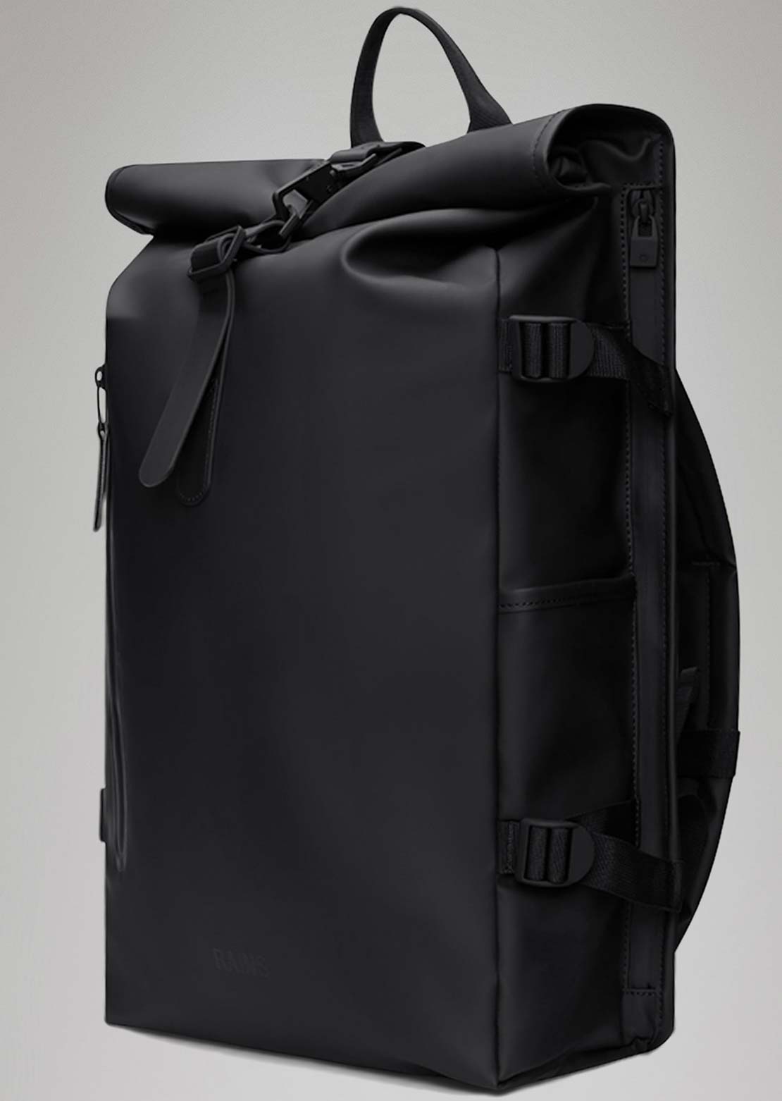RAINS Unisex Large W3 Rolltop Rucksack Black
