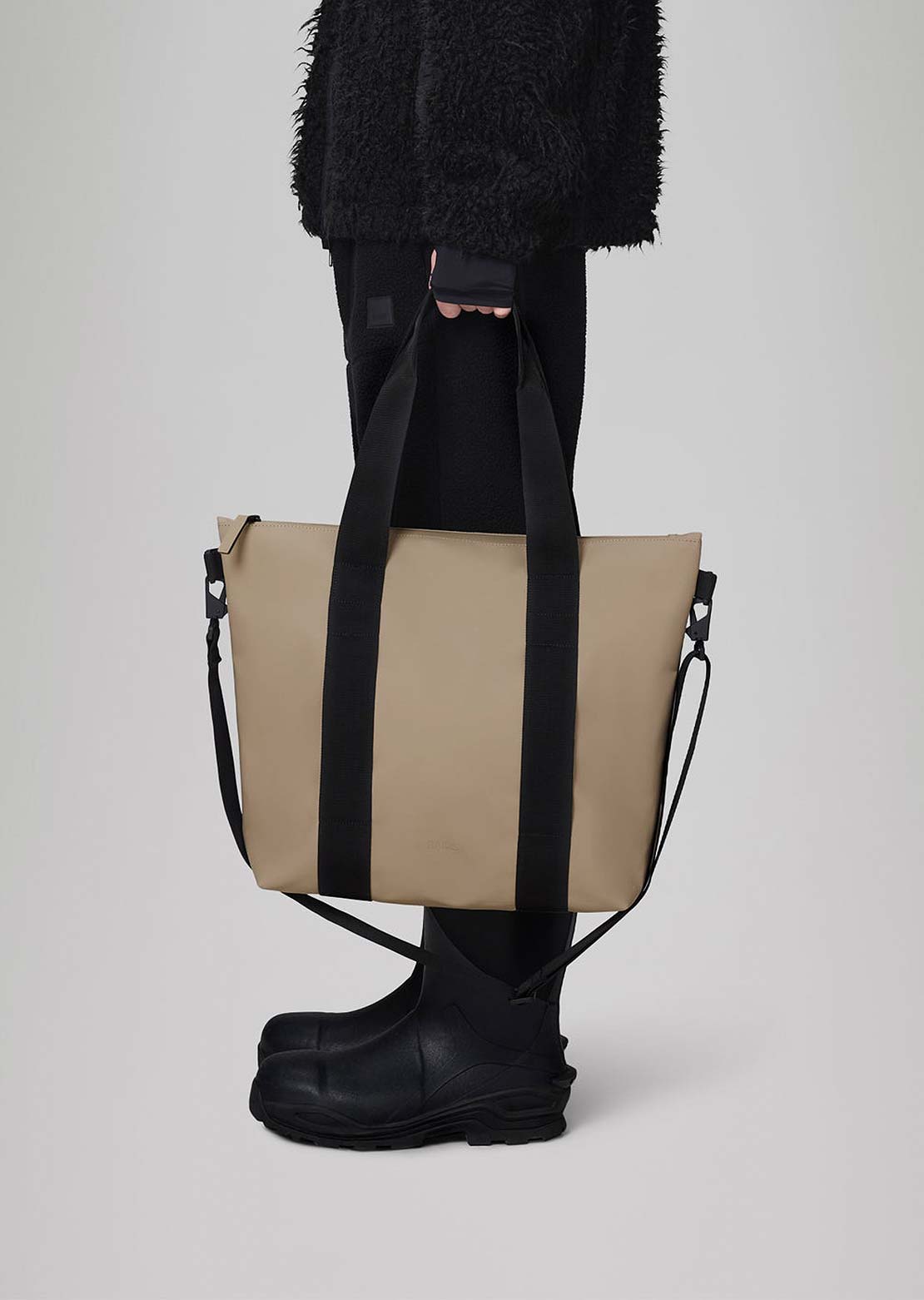 RAINS Unisex Mini W3 Tote Bag Beige