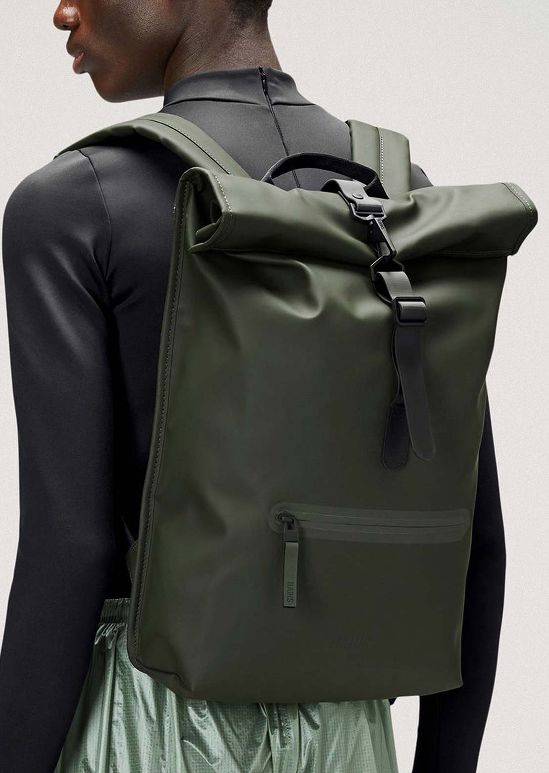 RAINS Unisex Rolltop Rucksack Backpack Green