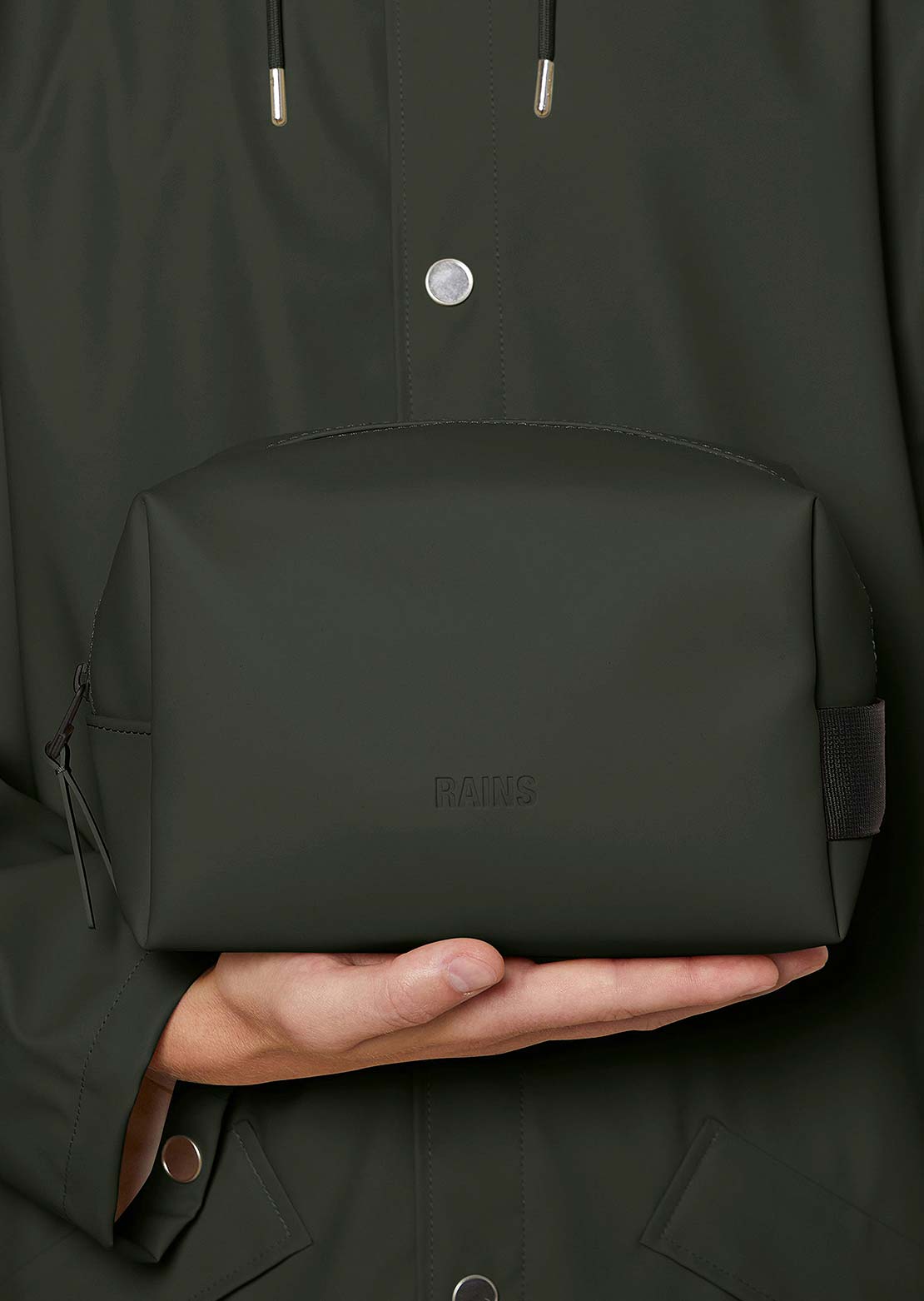 RAINS Unisex  Small W3 Wash Bag Green