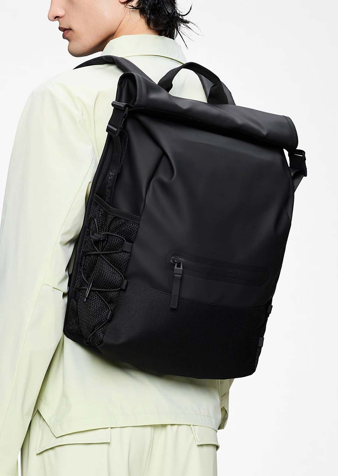RAINS Unisex Trail Mountaineer W3 Rolltop Backpack Black