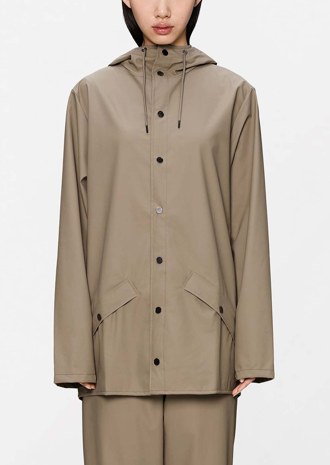 RAINS Unisex W3 Long Jacket Beige