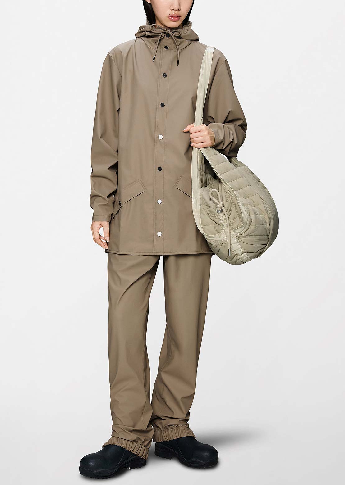 RAINS Unisex W3 Long Jacket Beige