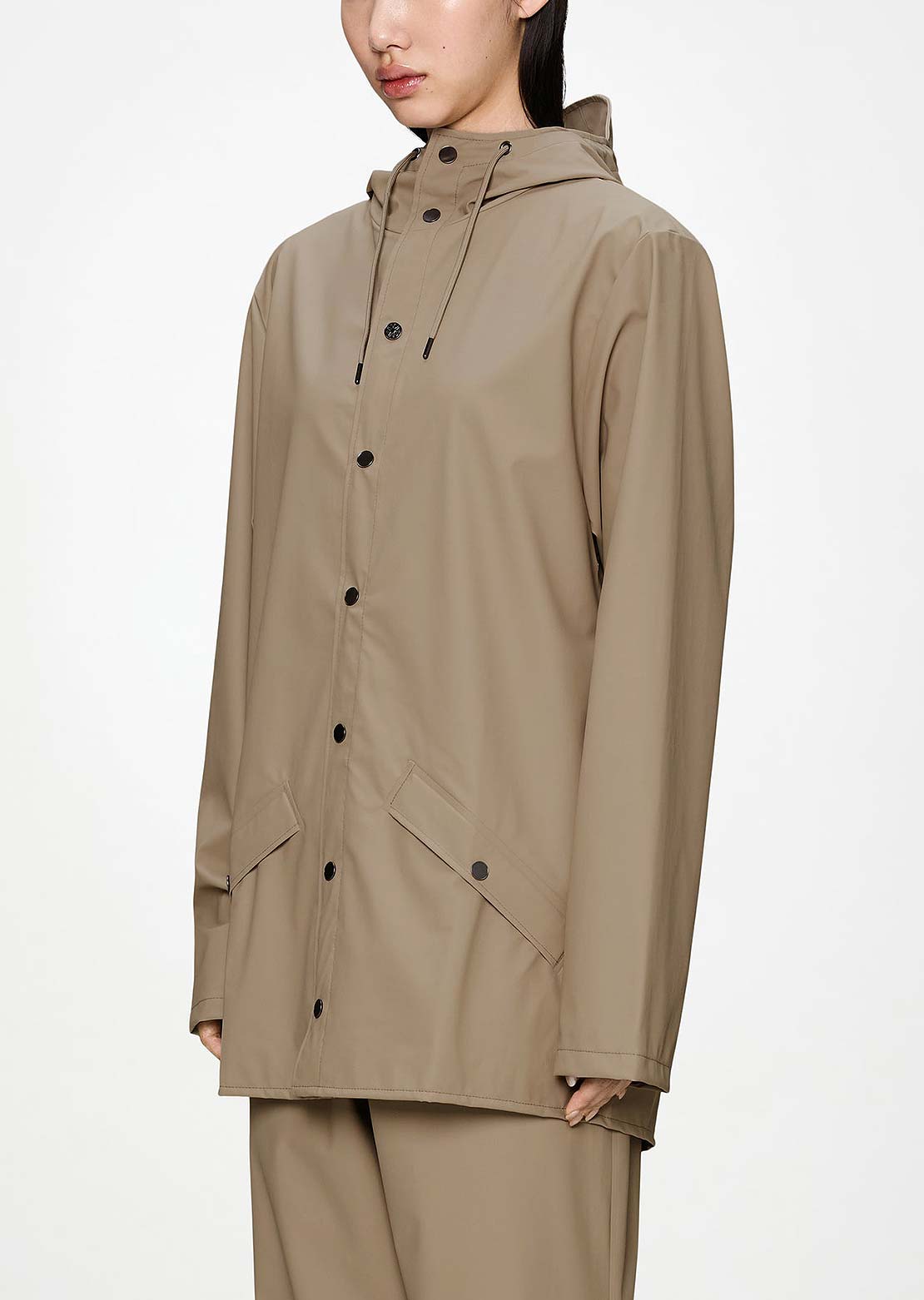 RAINS Unisex W3 Long Jacket Beige