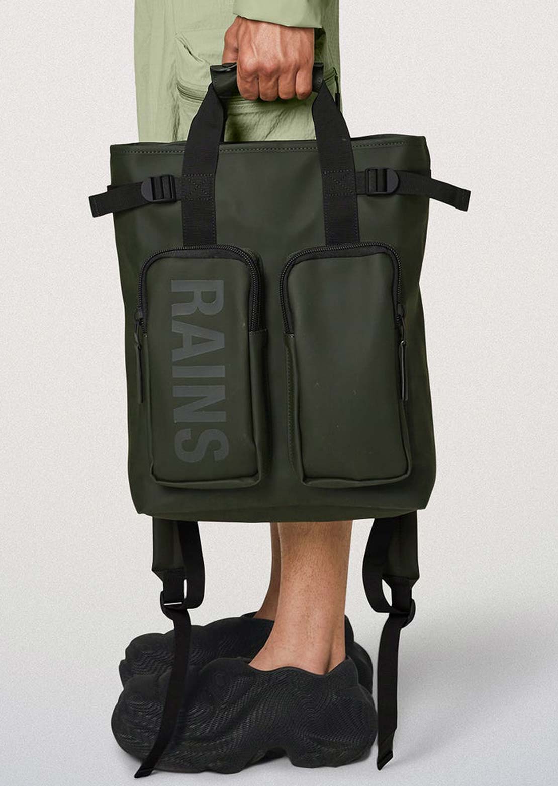 RAINS Unisex W3 Texel Tote Backpack Green