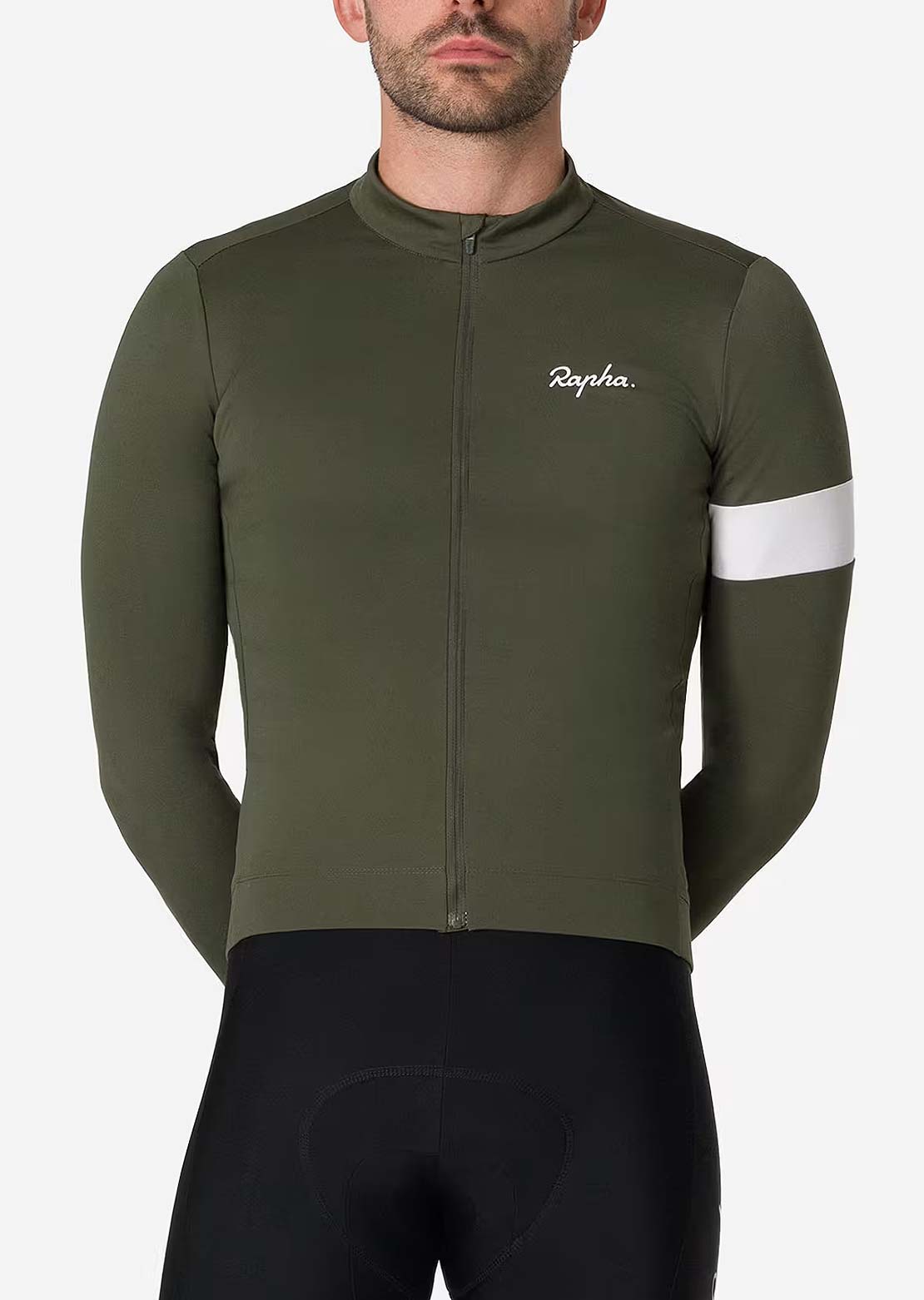 Rapha Men's Core Thermal Long Sleeve Jersey Dark Green/White