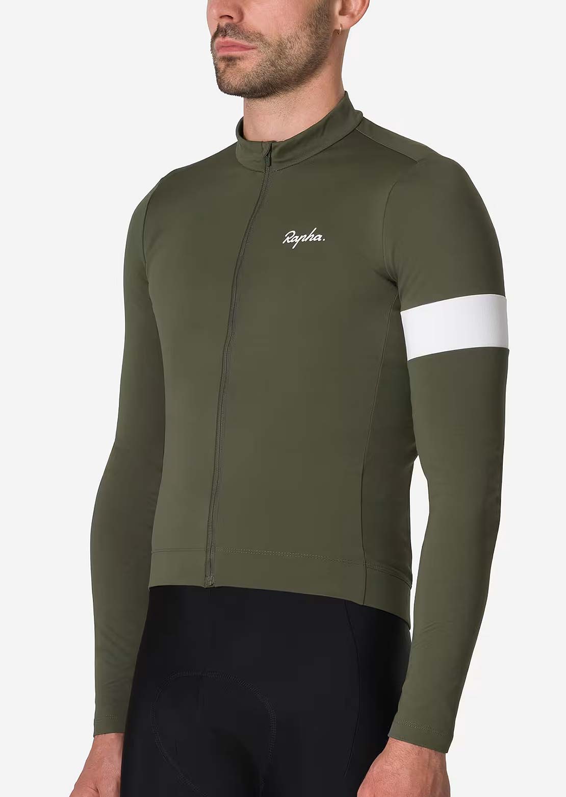 Rapha Men's Core Thermal Long Sleeve Jersey Dark Green/White