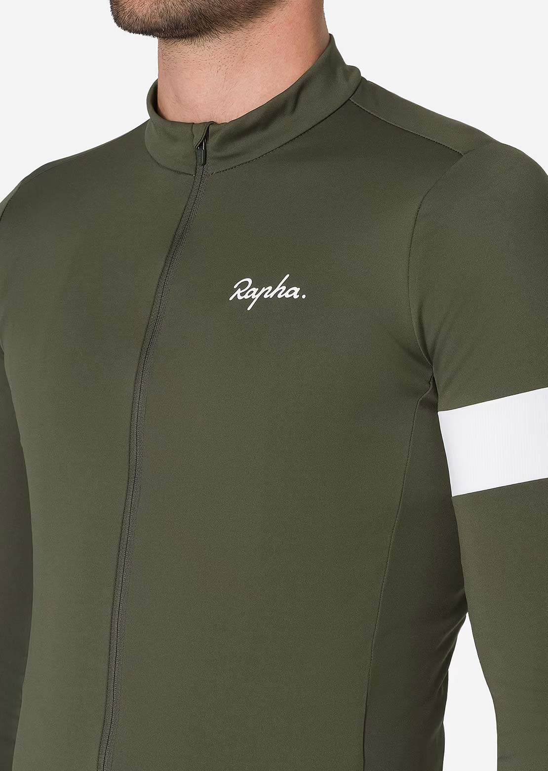 Rapha Men's Core Thermal Long Sleeve Jersey Dark Green/White