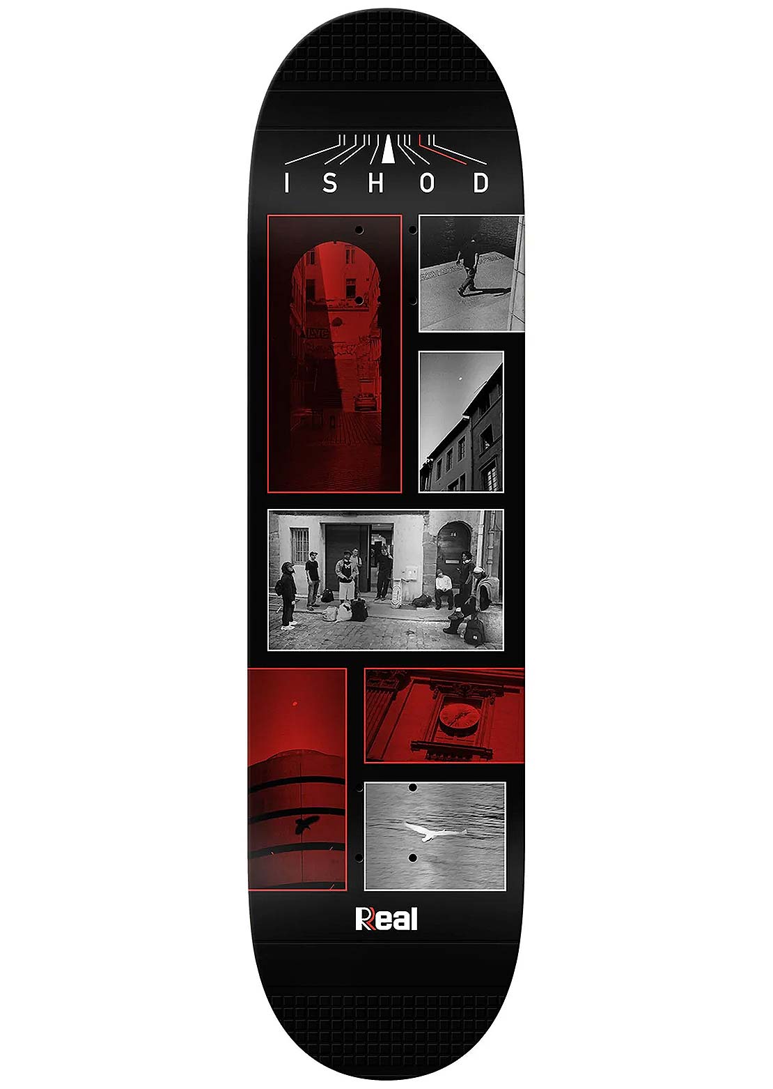 Real Unisex Ishod Photos Twin Tail Slick Skateboard Deck Black