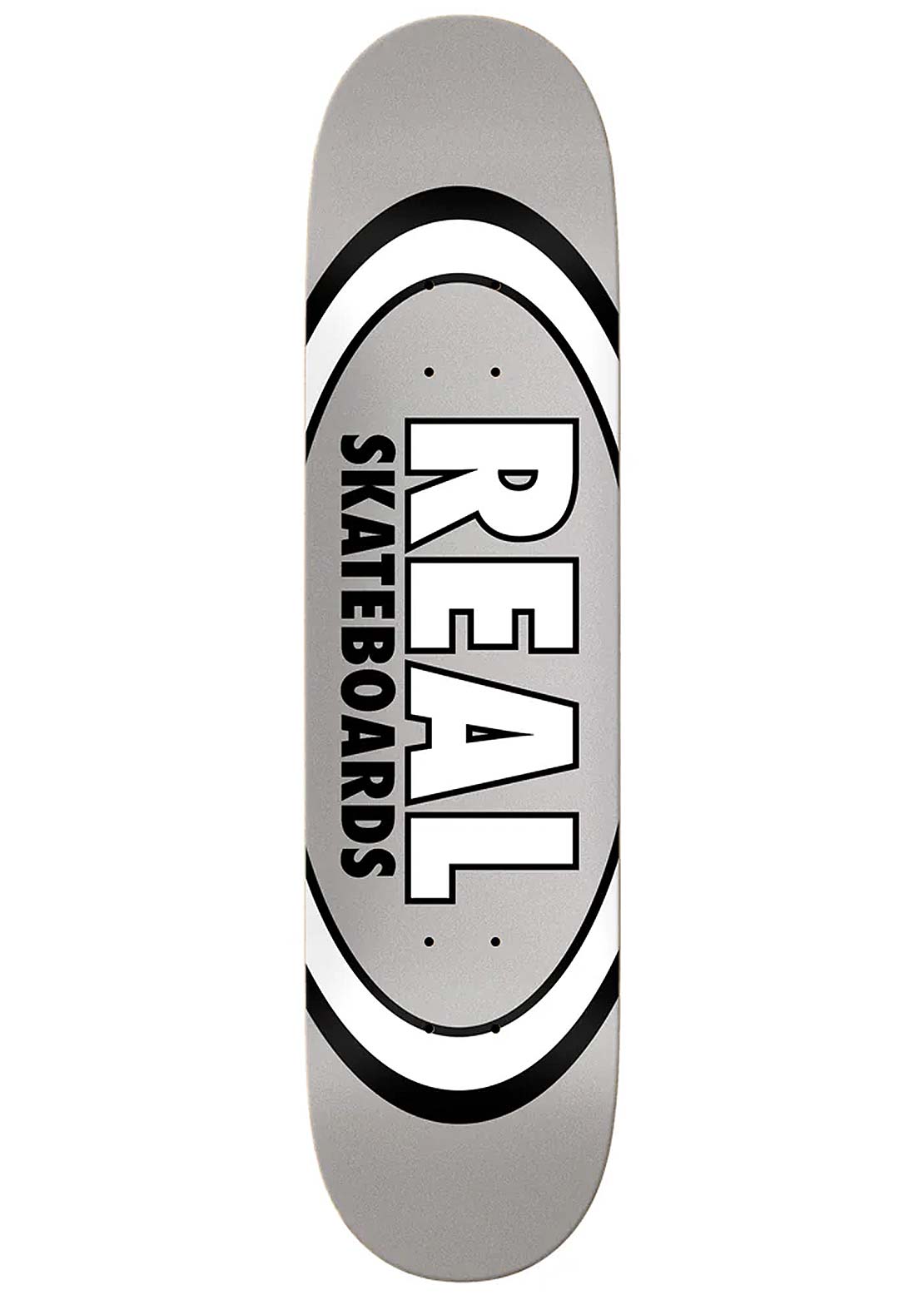 Real Unisex Team Classic Oval Skateboard Deck Silver Grey