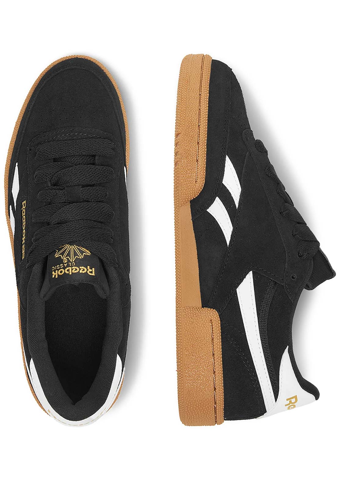 Reebok Junior Club C Revenge Shoes Black/White/Gold