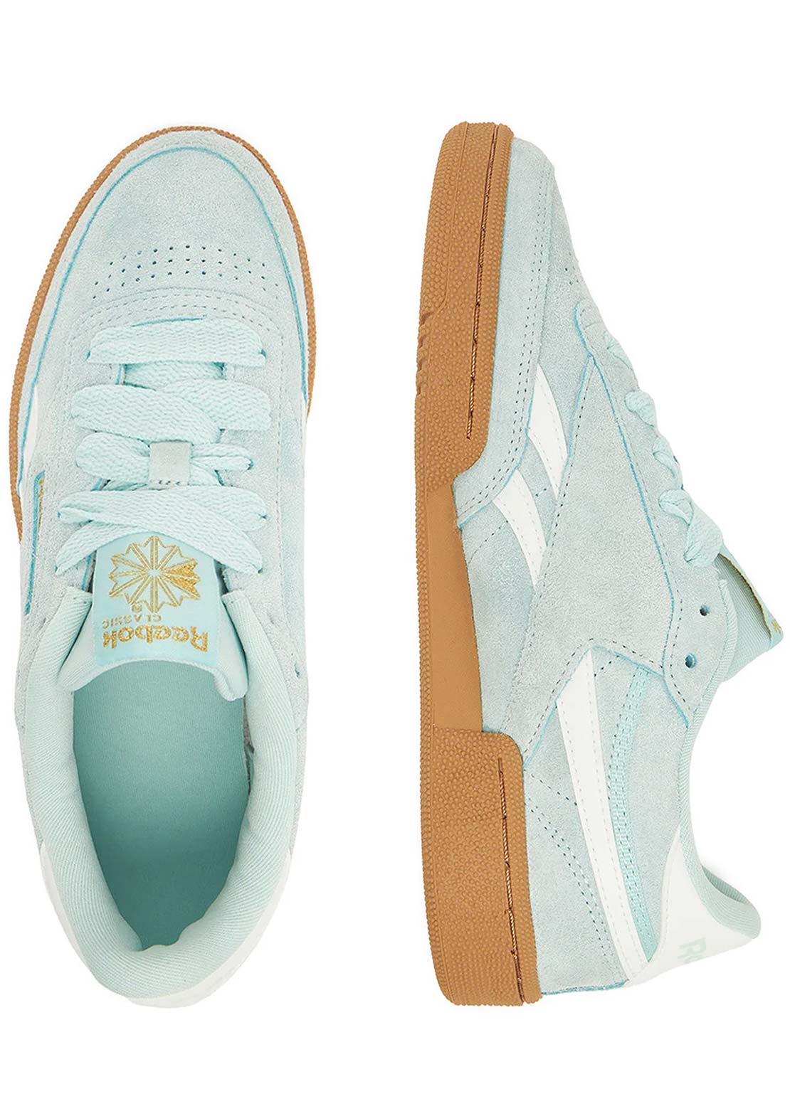 Reebok Junior Club C Revenge Shoes Glitch Aqua/FTWR white/Goldmet
