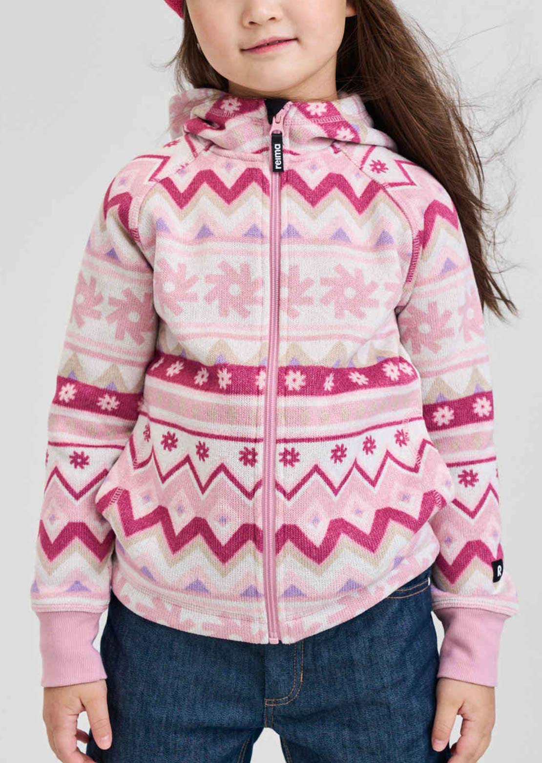 Reima Junior Northern Fleece Hood Grey Pink