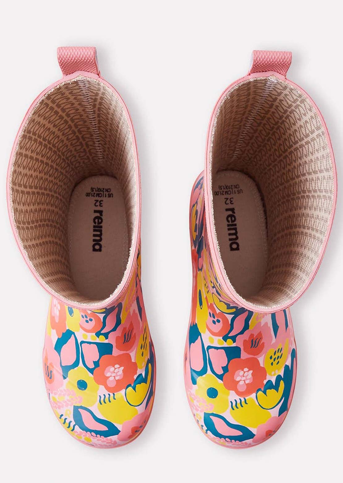 Reima Junior Taika 2.0 Rain Boots Pink Floral/Yellow