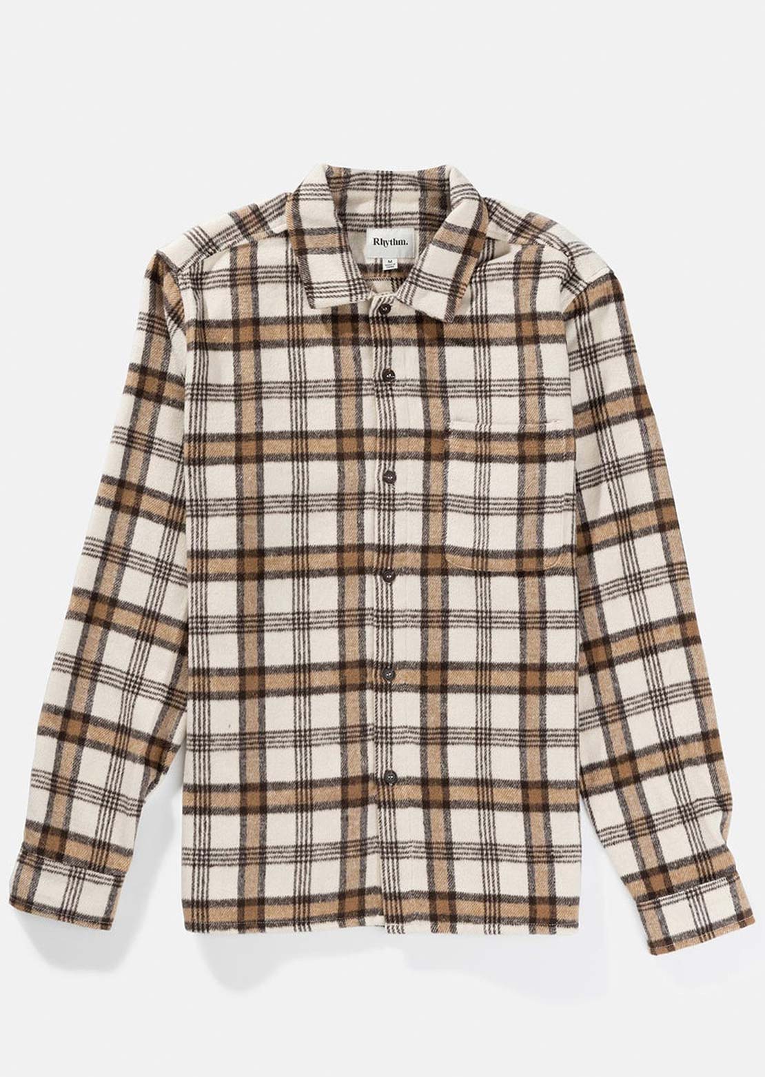 Rhythm Men's Albert Check Button Up Shirt Natural