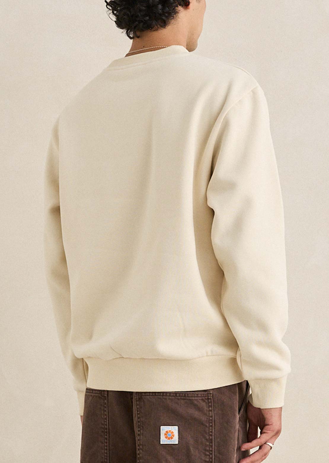 Rhythm Men's Applique Fleece Crew Long Sleeve Natural