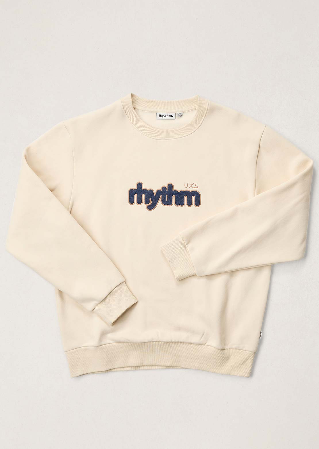Rhythm Men's Applique Fleece Crew Long Sleeve Natural