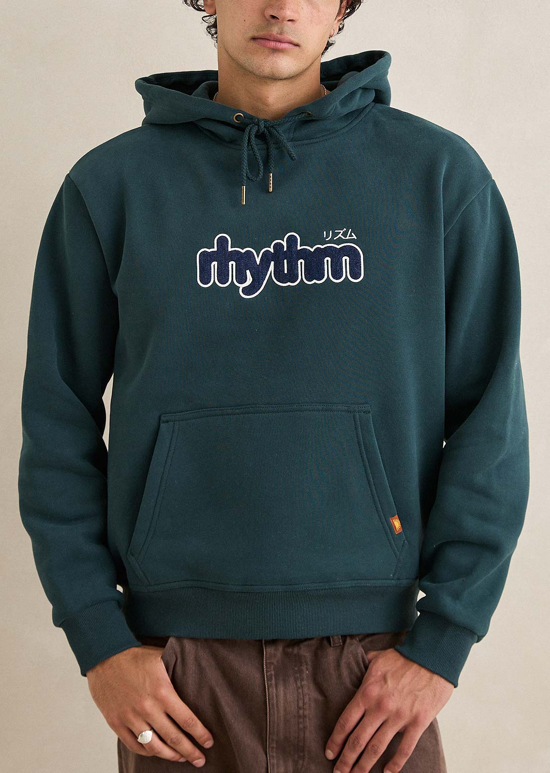 Rhythm Men's Applique Fleece Hood Dark Pine