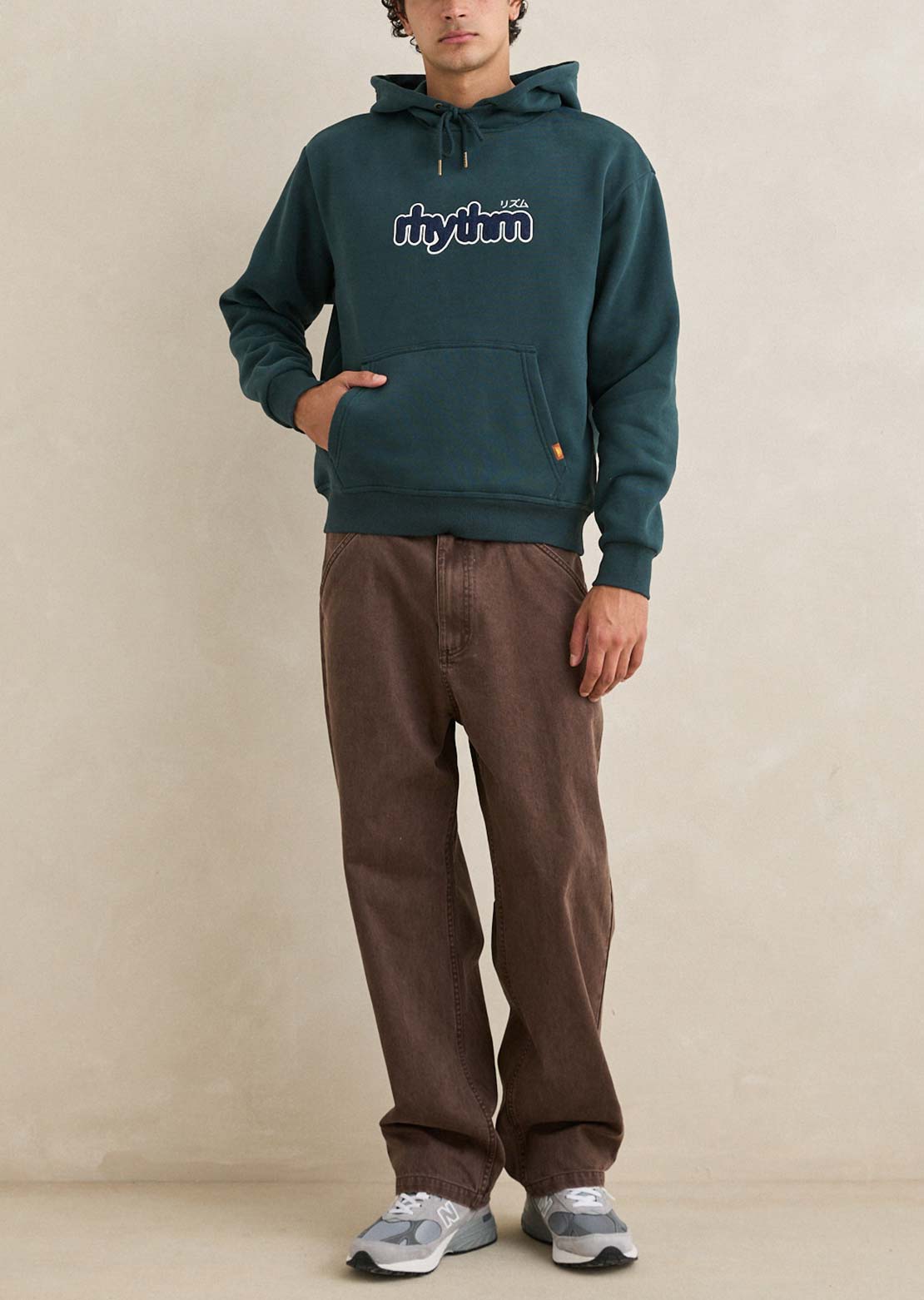 Rhythm Men's Applique Fleece Hood Dark Pine