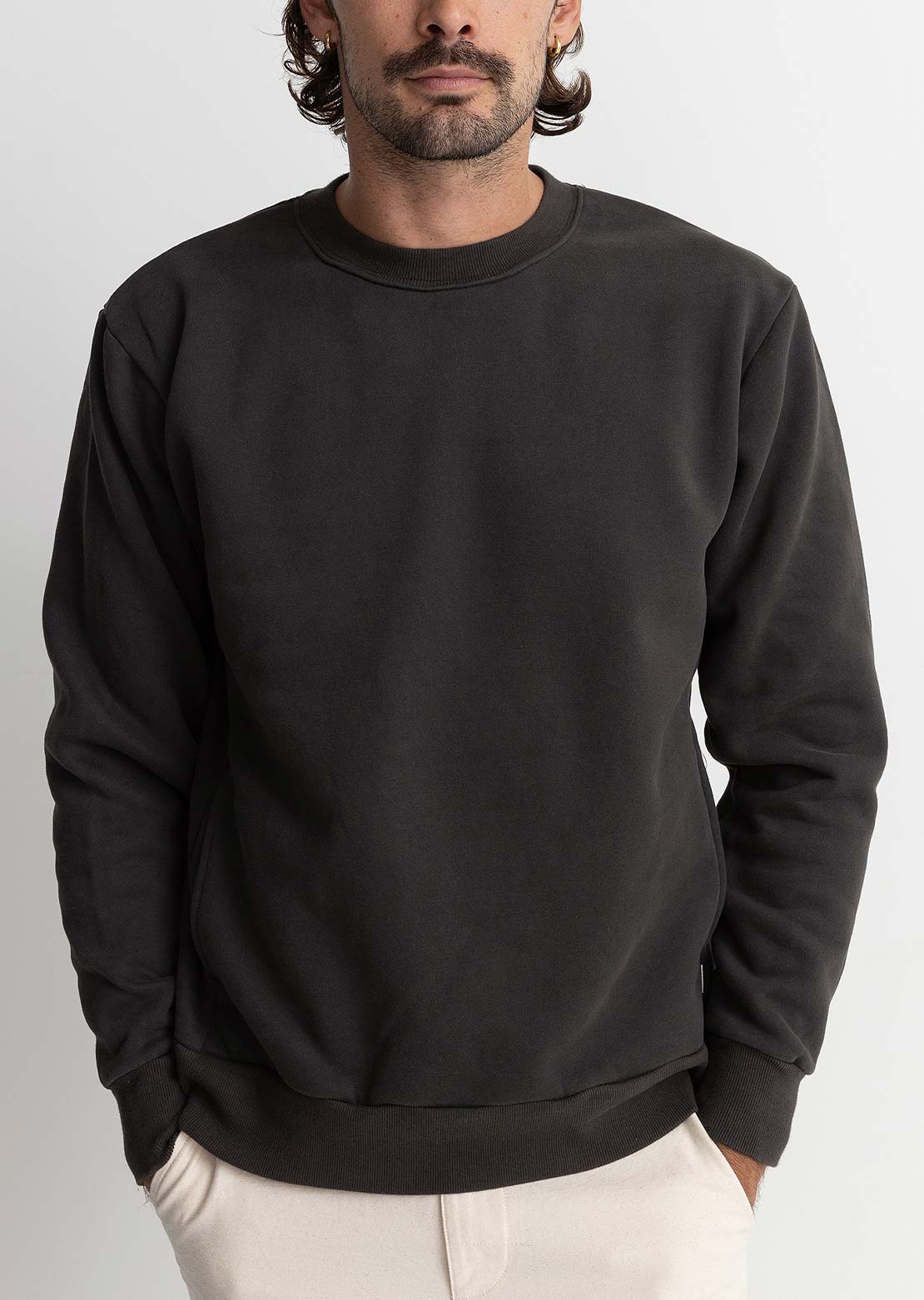 Rhythm Men's Classic Fleece Crew Longsleeve Vintage Black