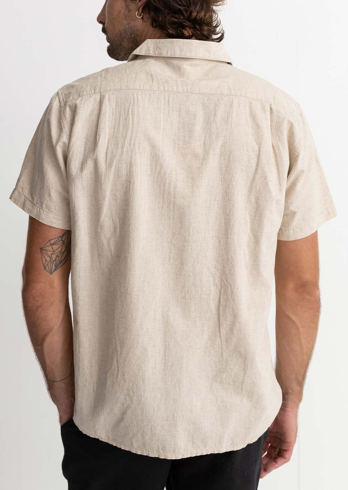 Rhythm Men's Classic Linen Button Up Shirt Sand