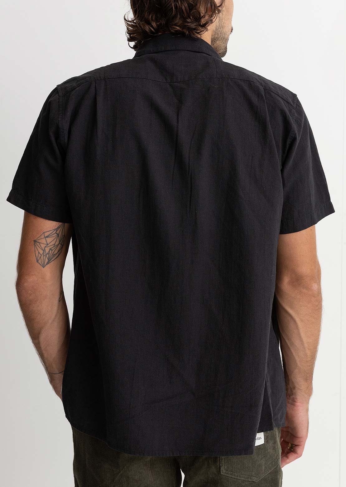 Rhythm Men's Classic Linen Button Up Shirt Vintage Black