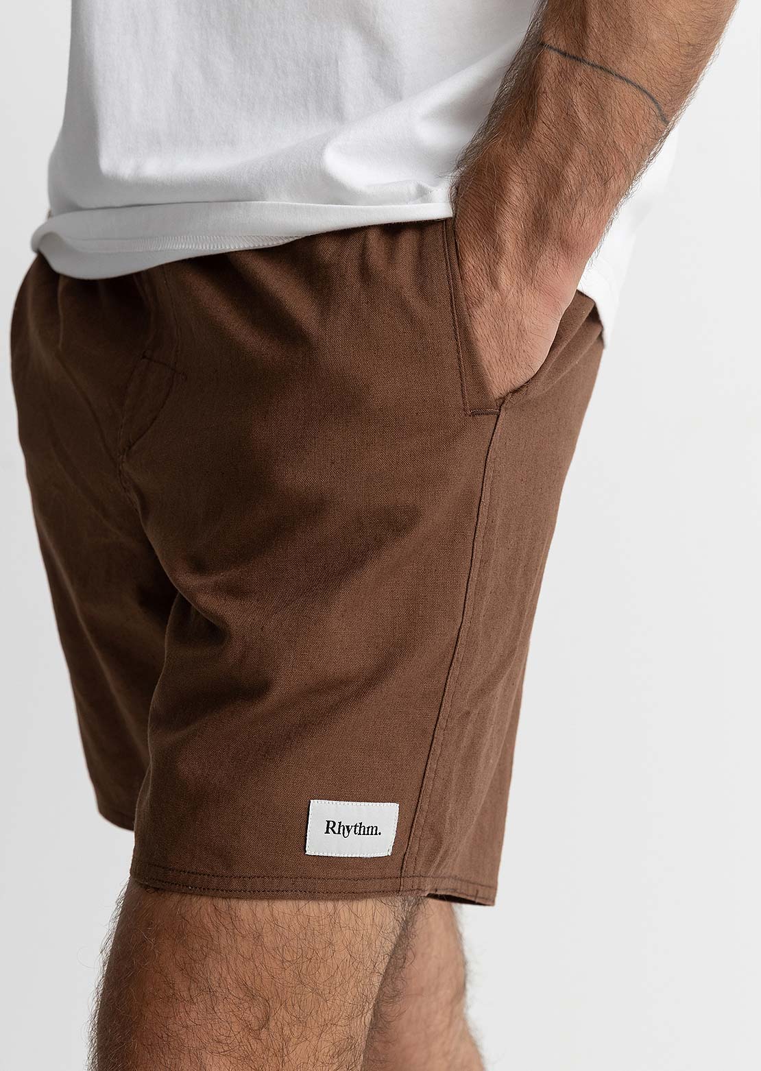Rhythm Men's Classic Linen Jam Shorts Chocolate