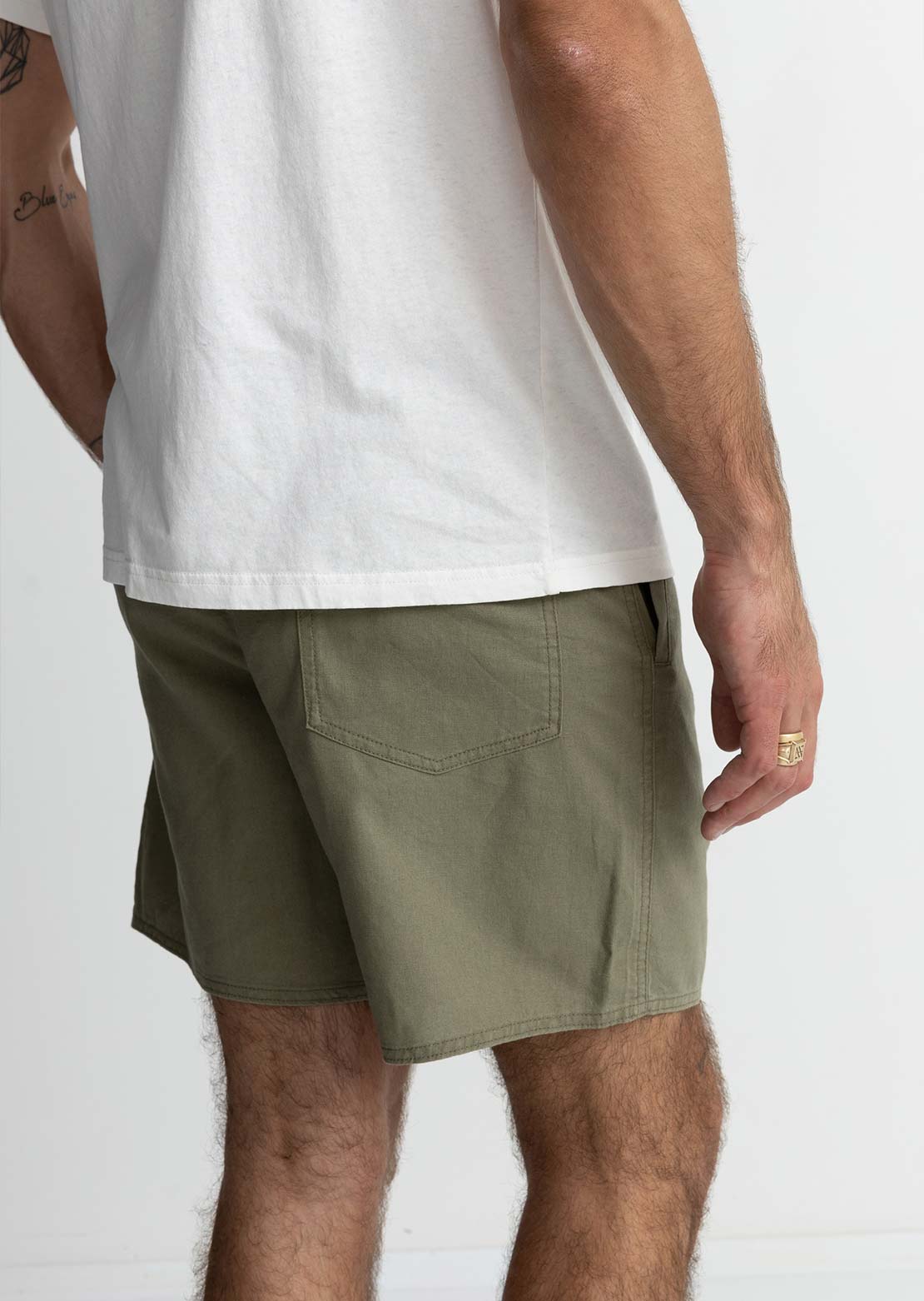 Rhythm Men's Classic Linen Jam Shorts Olive