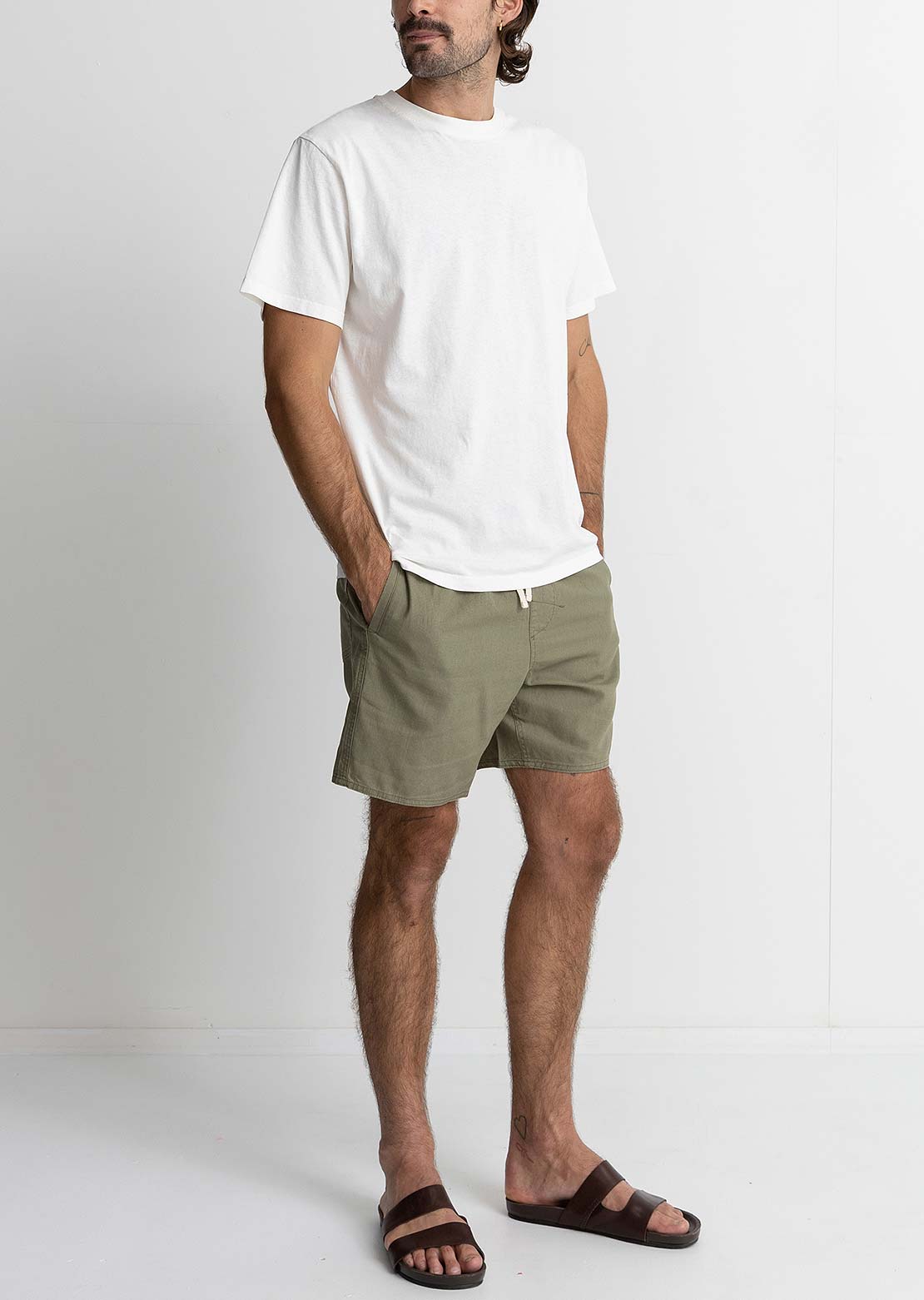 Rhythm Men's Classic Linen Jam Shorts Olive